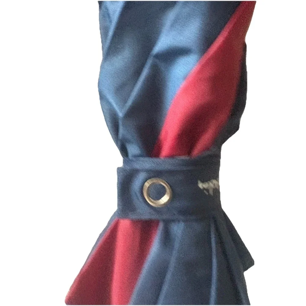 Pierre Cardin Classic Vintage Mini Umbrella With Wooden Handle Blue‎ Maroon - Picture 2 of 9